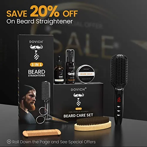 12 In 1 Beard Grooming Care Kit For Men, Dovich 100% Natural Beard Oil Leave-in Conditioner,Beard Apron Bib,Beard Razor,Beard Shampoo, Beard Balm, Beard Brush