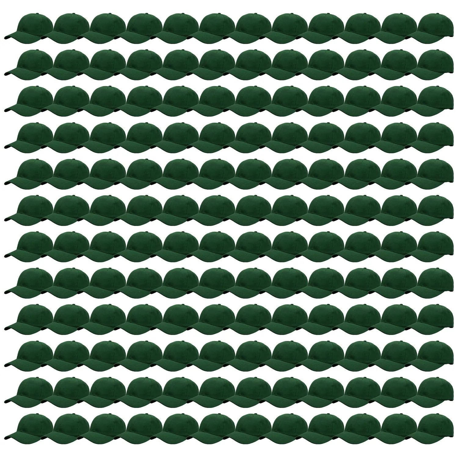 144-Pack Baseball Dad Cap Velcro Strap Adjustable Size - Hunter Green