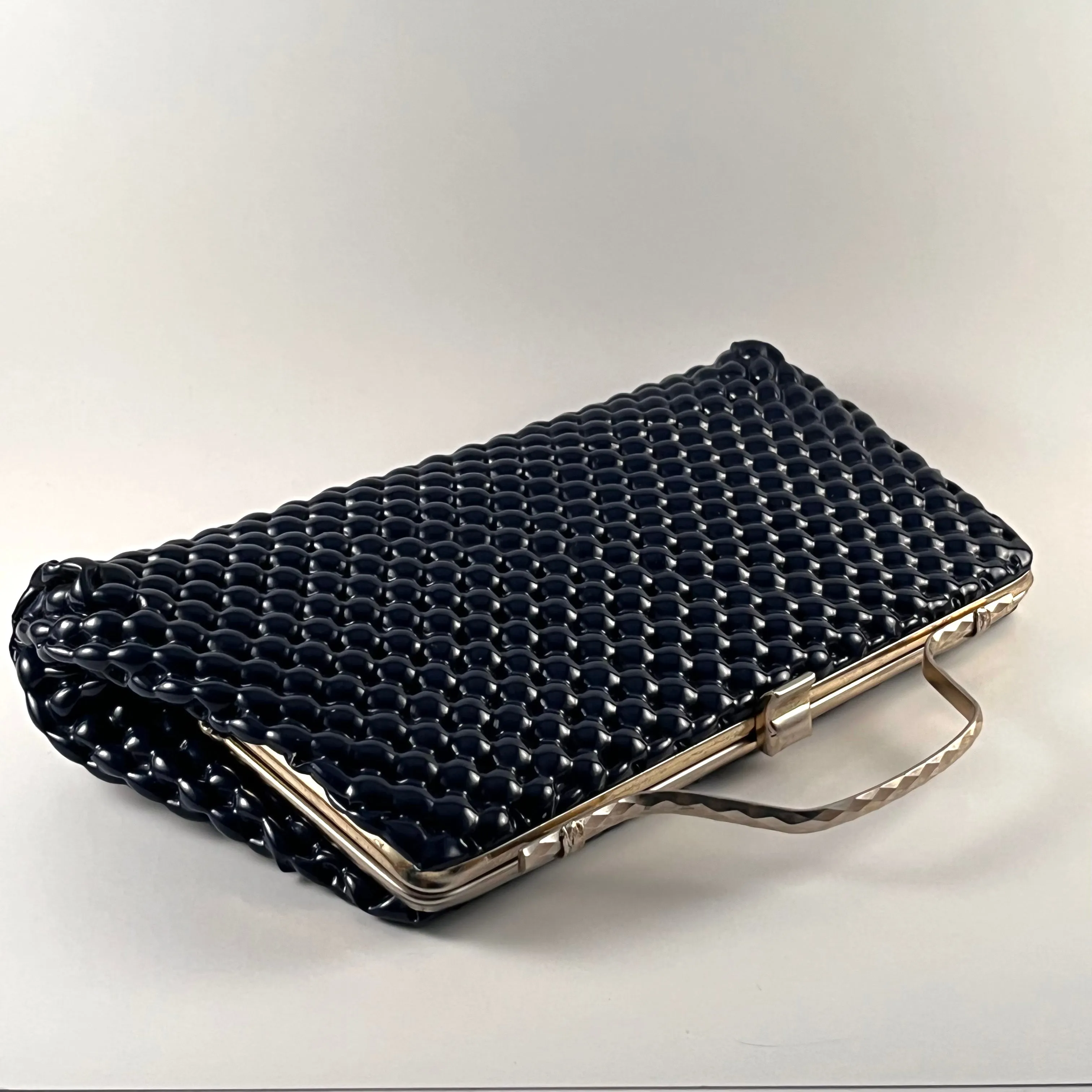 1960s Textured Vinyl Clutch With Optional Handle