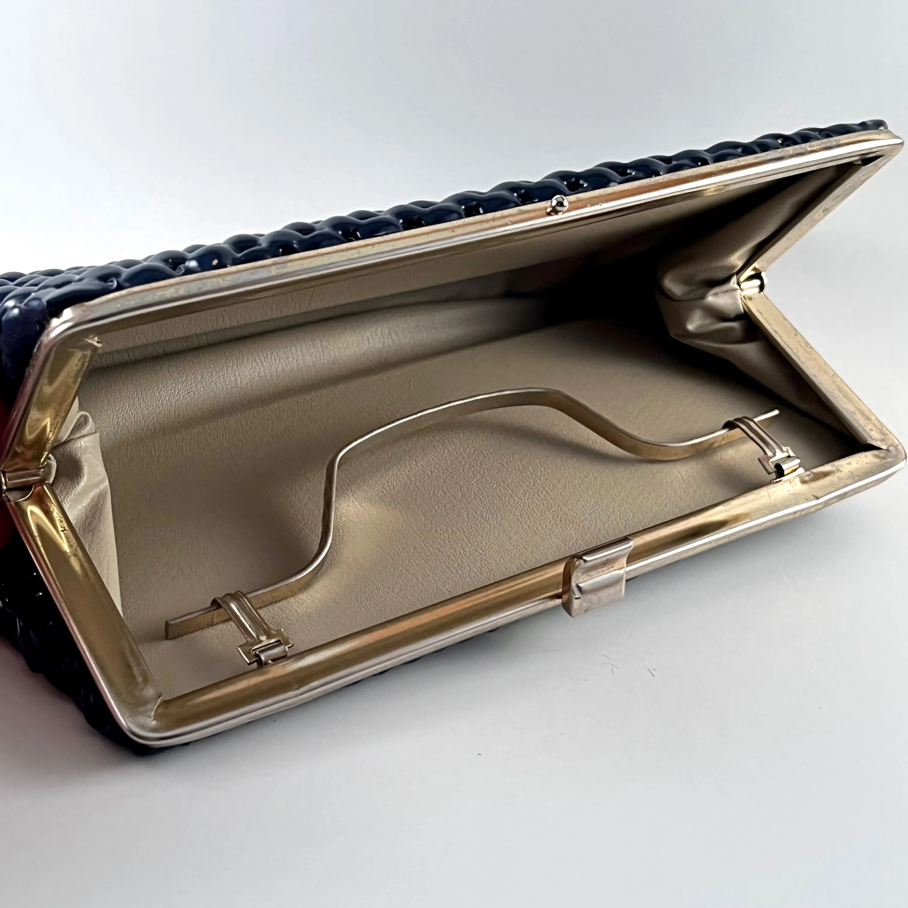 1960s Textured Vinyl Clutch With Optional Handle