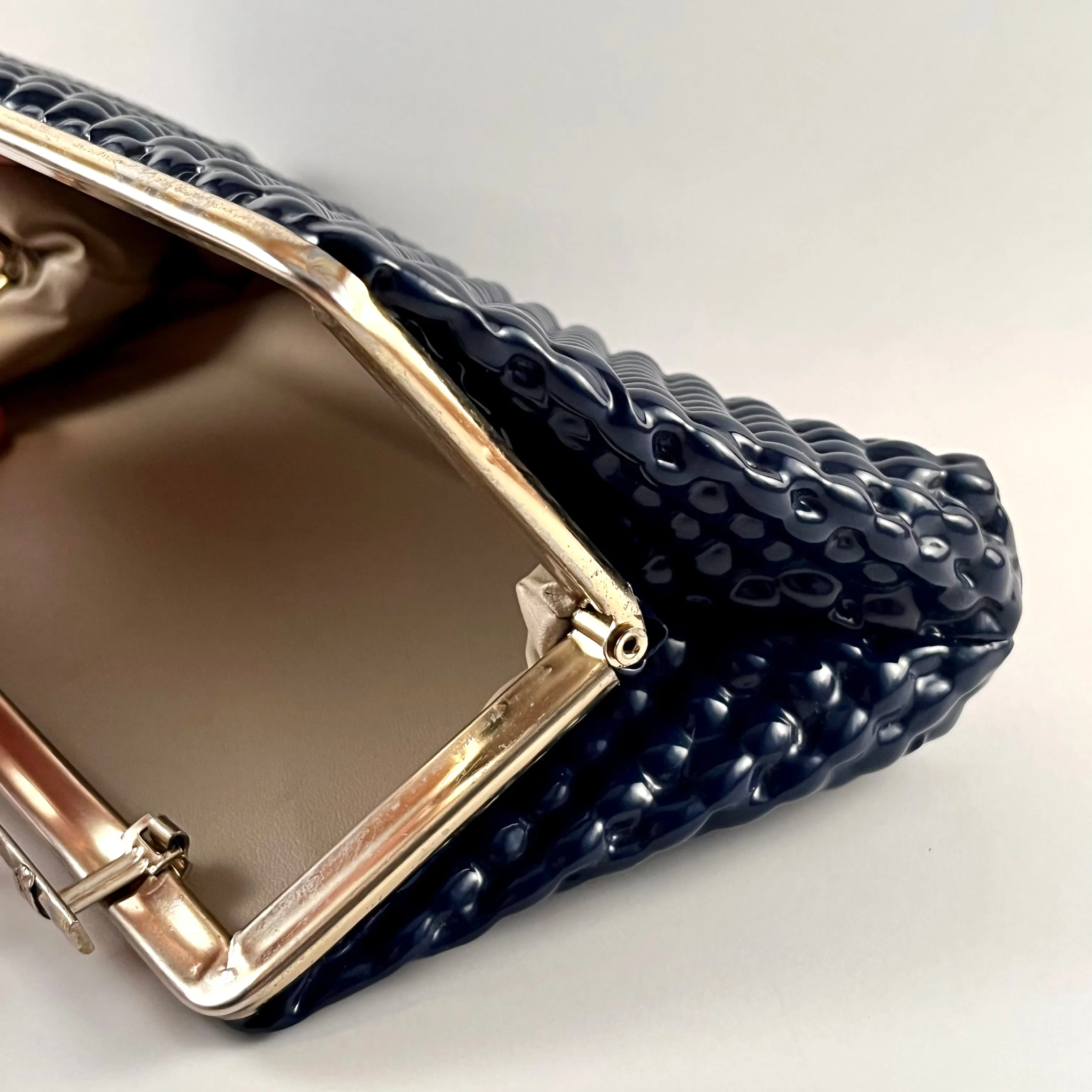 1960s Textured Vinyl Clutch With Optional Handle