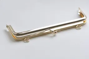 6" Light Gold Purse Frame With Two Loops Glue-In Style 15.5cm x 5cm ( 6" x 2")