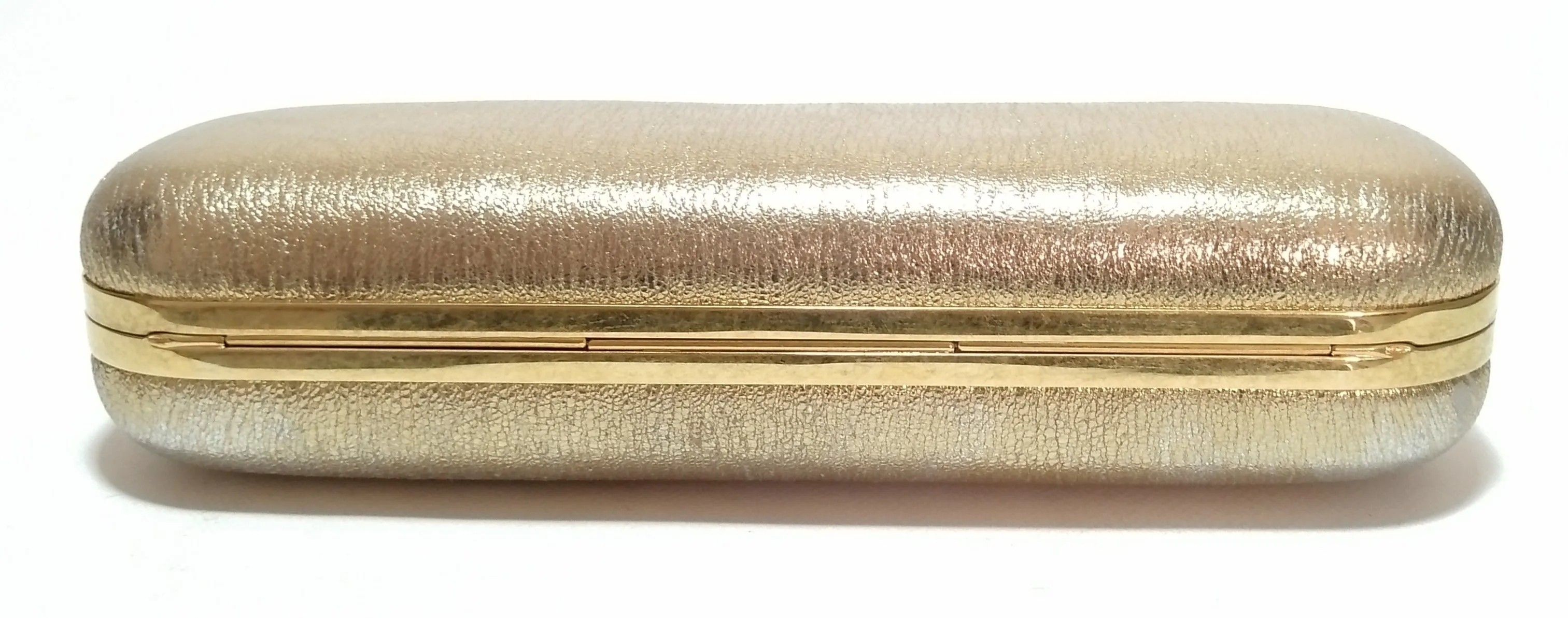 Alexander McQueen Gold Foil Leather Twin Skull Clutch | Pre Loved |