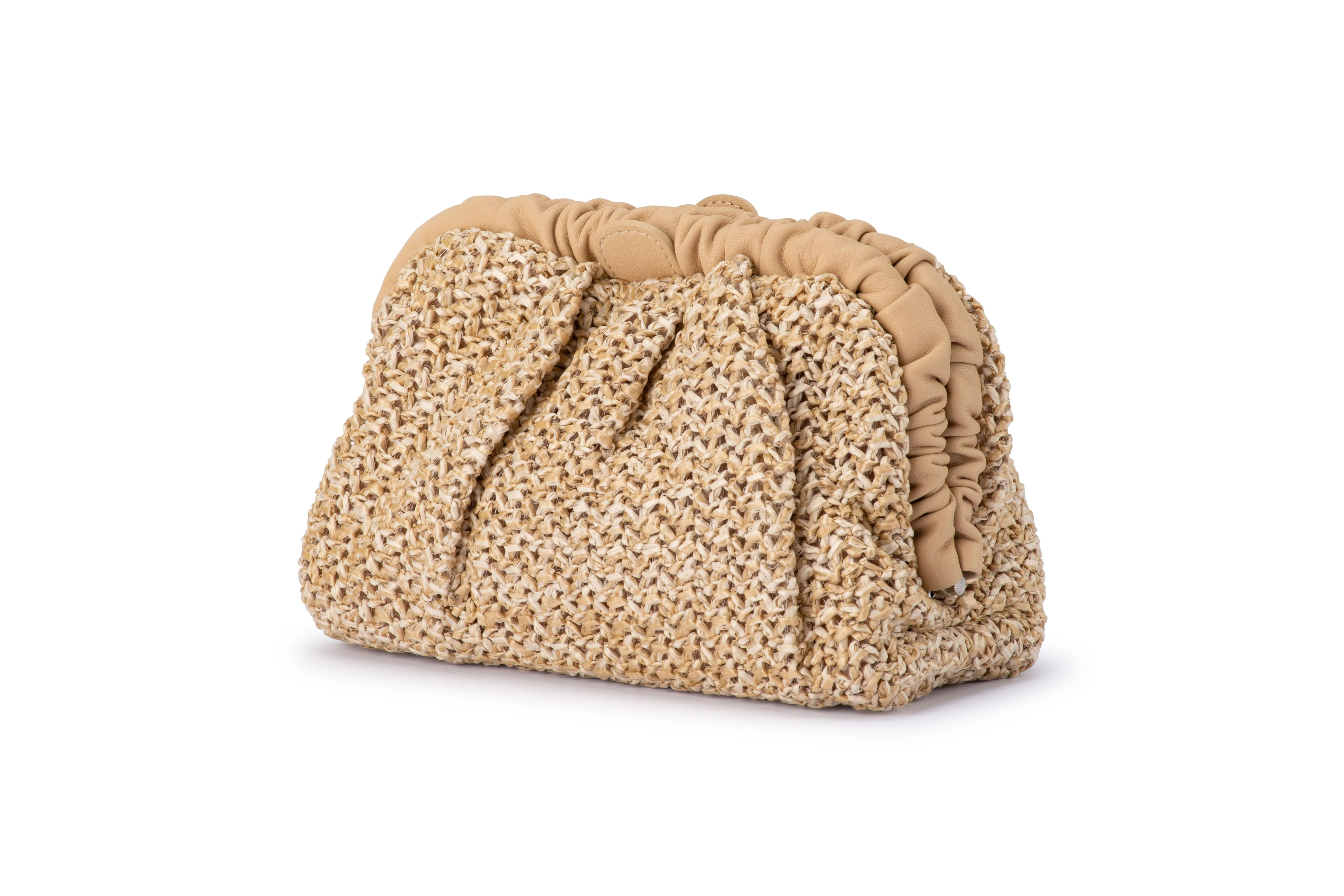 Amalia Petite Gathered Clutch (Natural)