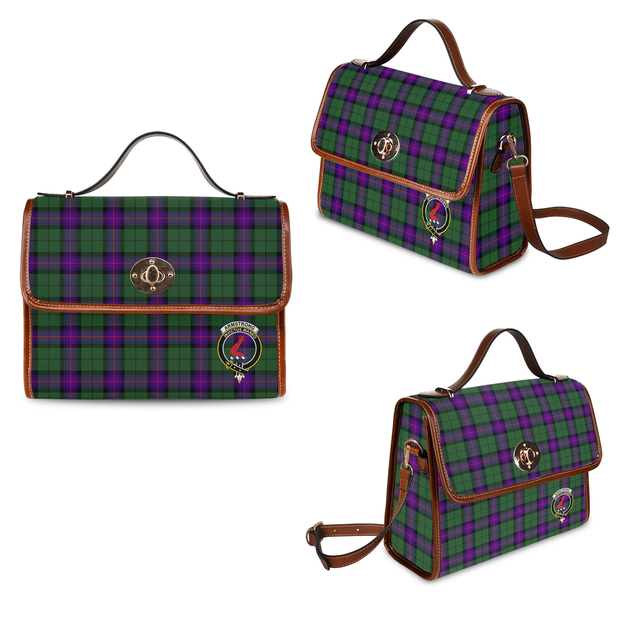 Armstrong Modern Tartan Waterproof Canvas Bag with Family Crest