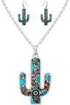 Aztec Pattern Cactus Necklace Set