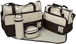 Baby 5 in 1 Baby Diaper bags, Waterproof Travel Bag - BROWN