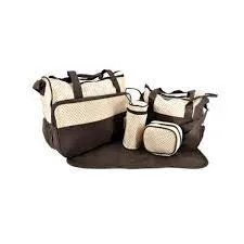 Baby 5 in 1 Baby Diaper bags, Waterproof Travel Bag - BROWN