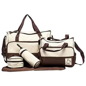 Baby 5 in 1 Baby Diaper bags, Waterproof Travel Bag - BROWN