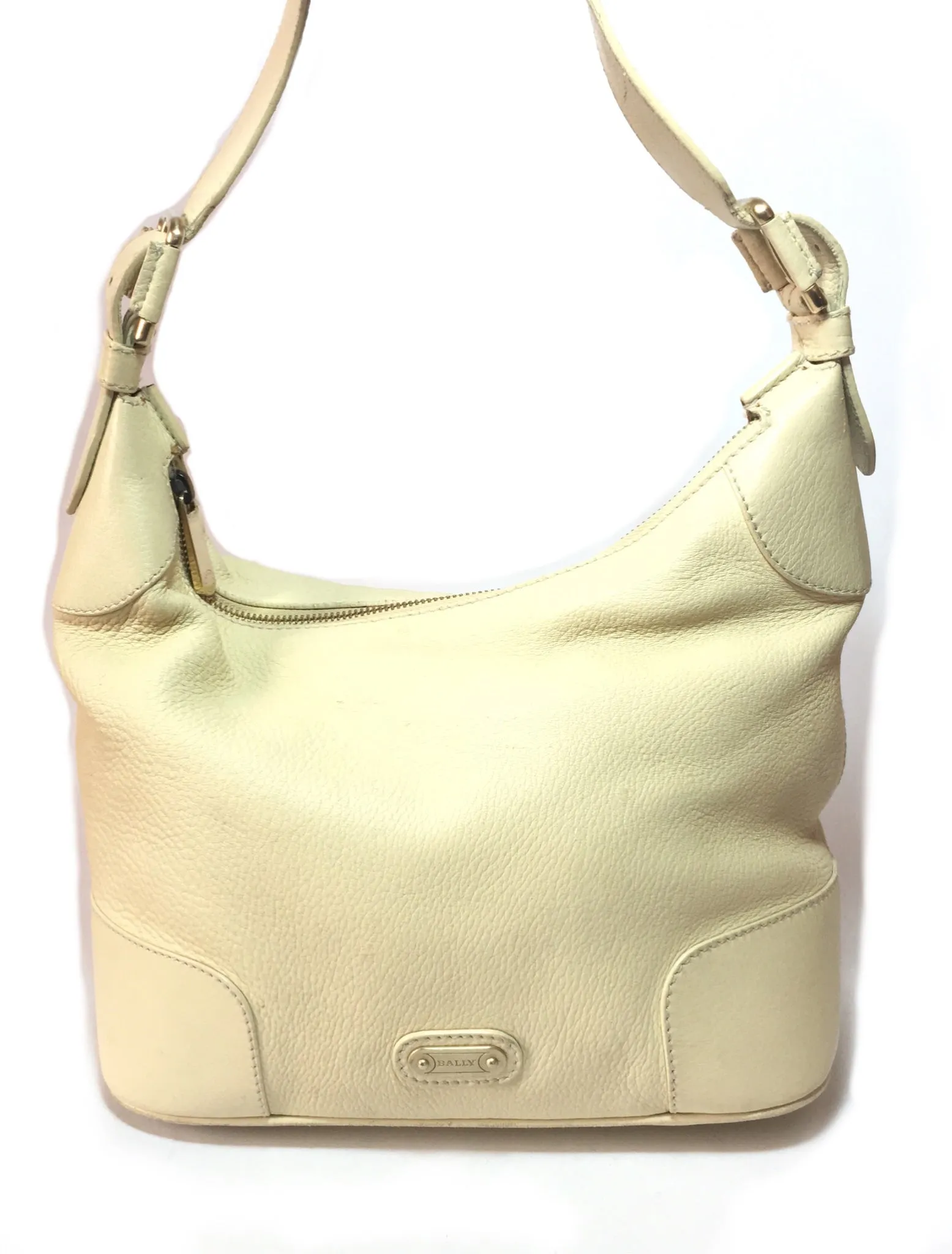 Bally Cream Textured Leather Shoulder Bag | Pre Loved |