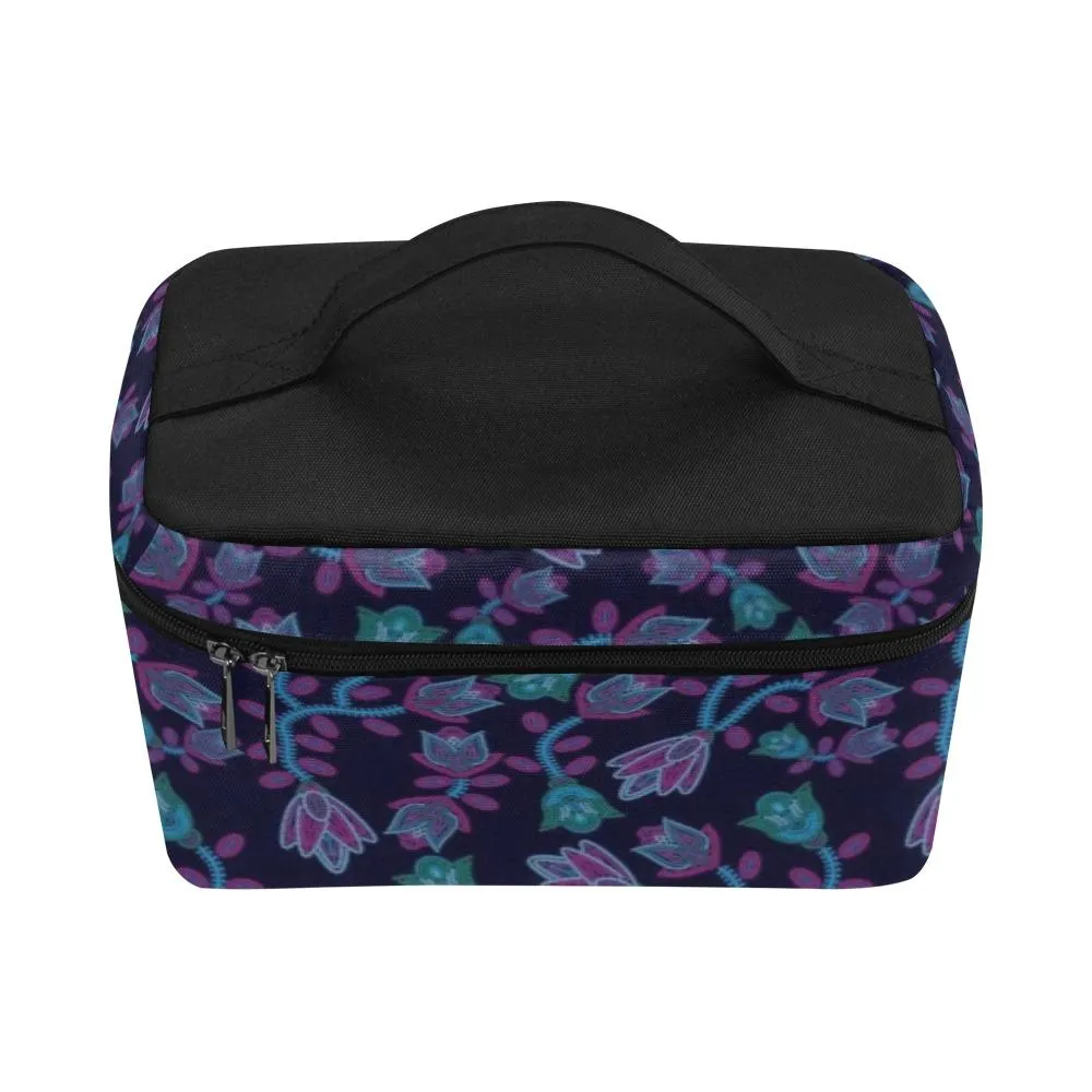 Beaded Blue Nouveau Cosmetic Bag/Large