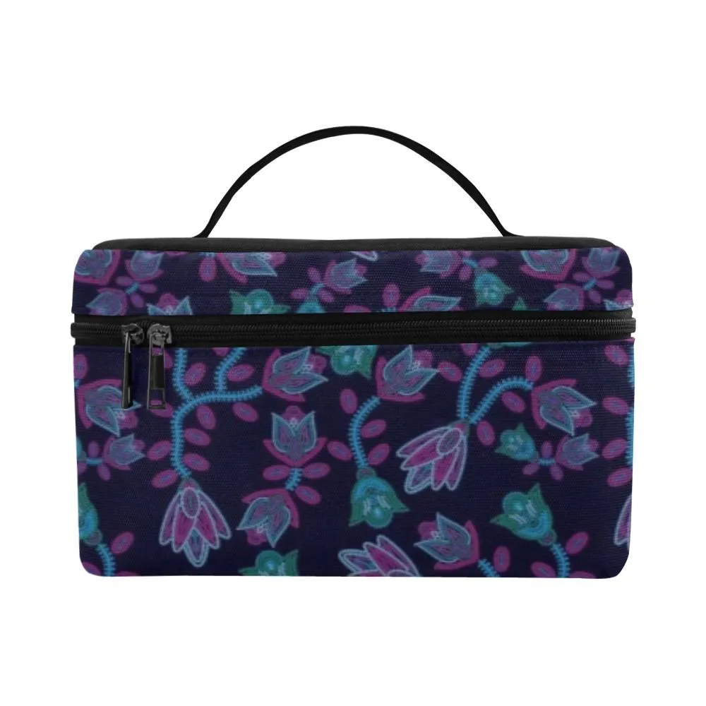 Beaded Blue Nouveau Cosmetic Bag/Large