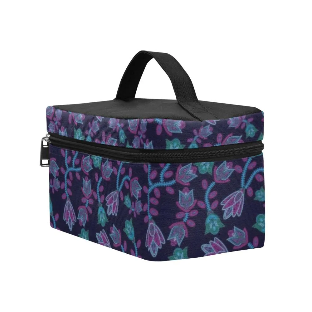 Beaded Blue Nouveau Cosmetic Bag/Large