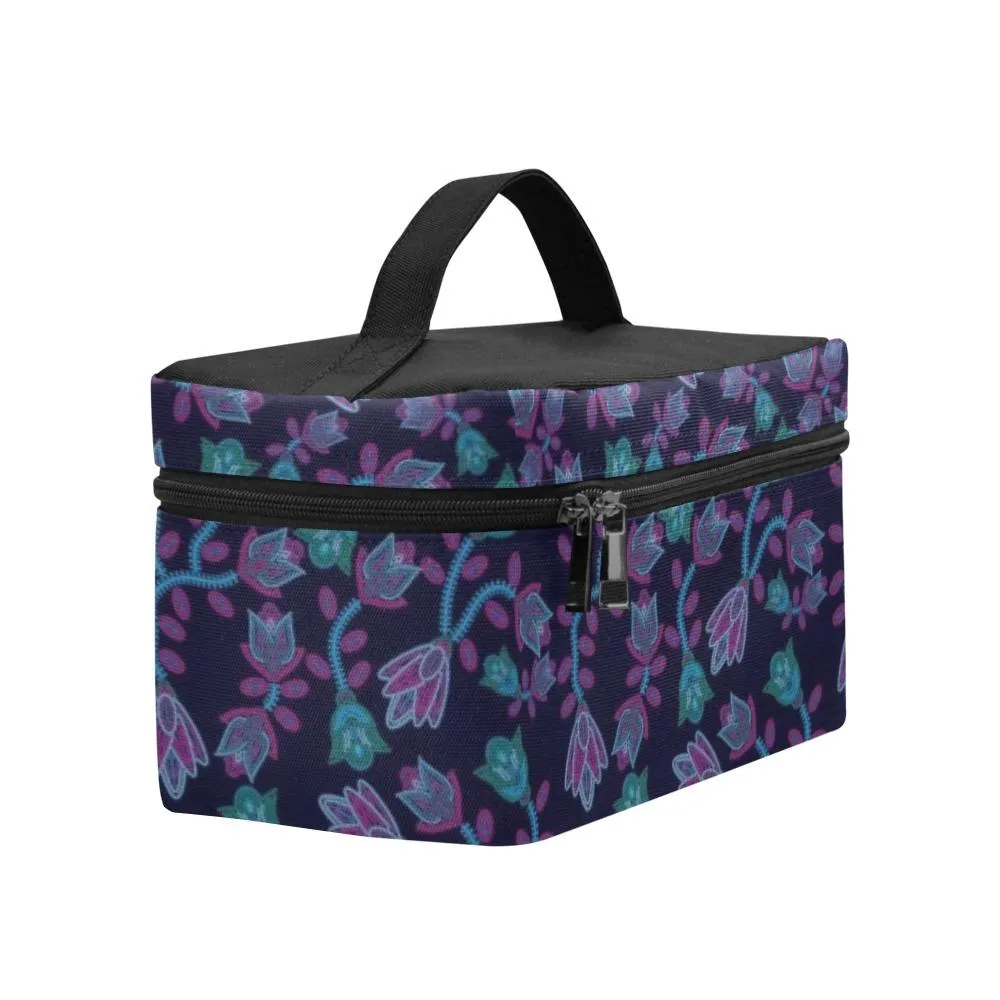 Beaded Blue Nouveau Cosmetic Bag/Large
