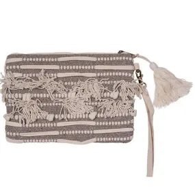 Beige Embellished Clutch Bag - 17cm x 25cm x 2cm