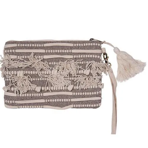 Beige Embellished Clutch Bag - 17cm x 25cm x 2cm