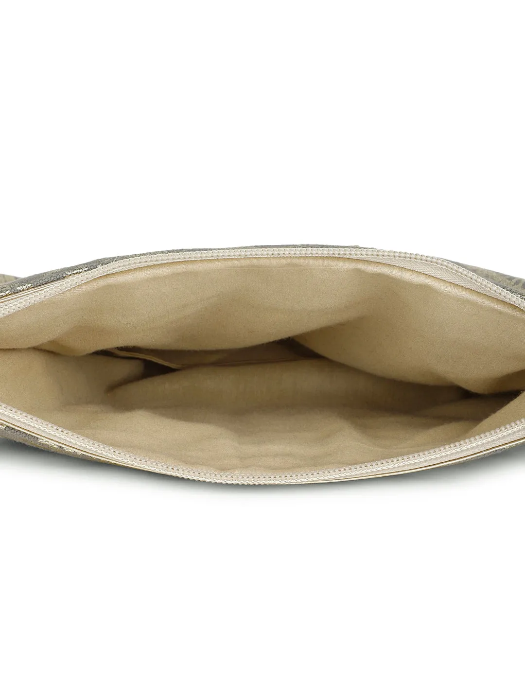 Berrylush Women Grey & Silver Floral Printed Canvas Detachable Sling Strap Small Clutch/Sling Bag
