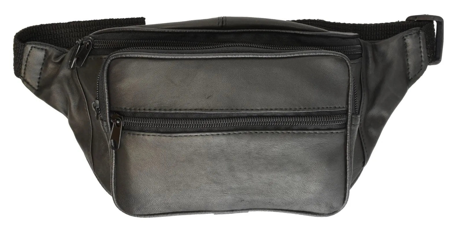 Black Leather Waist Fanny Pack Joggers Pouch Travel Hip Belt Bag