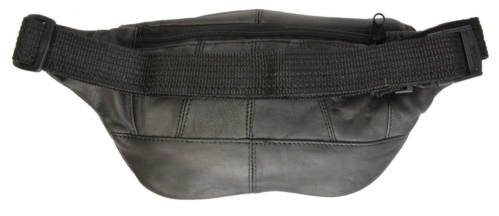 Black Leather Waist Fanny Pack Joggers Pouch Travel Hip Belt Bag
