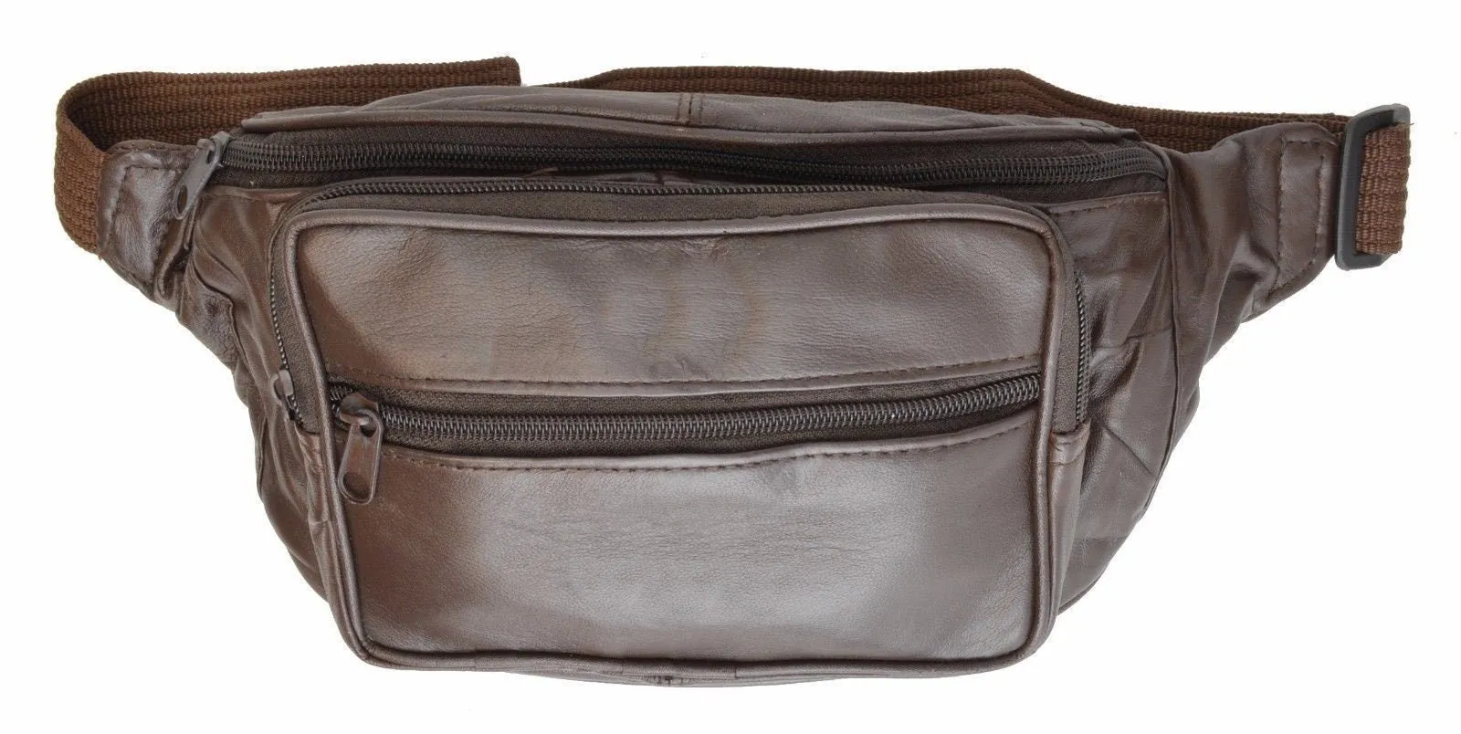 Black Leather Waist Fanny Pack Joggers Pouch Travel Hip Belt Bag