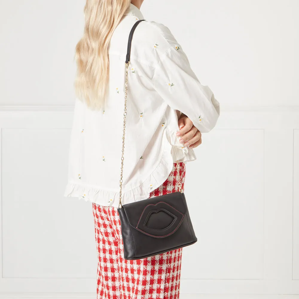 BLACK LIP CUT OUT EMERY CLUTCH BAG