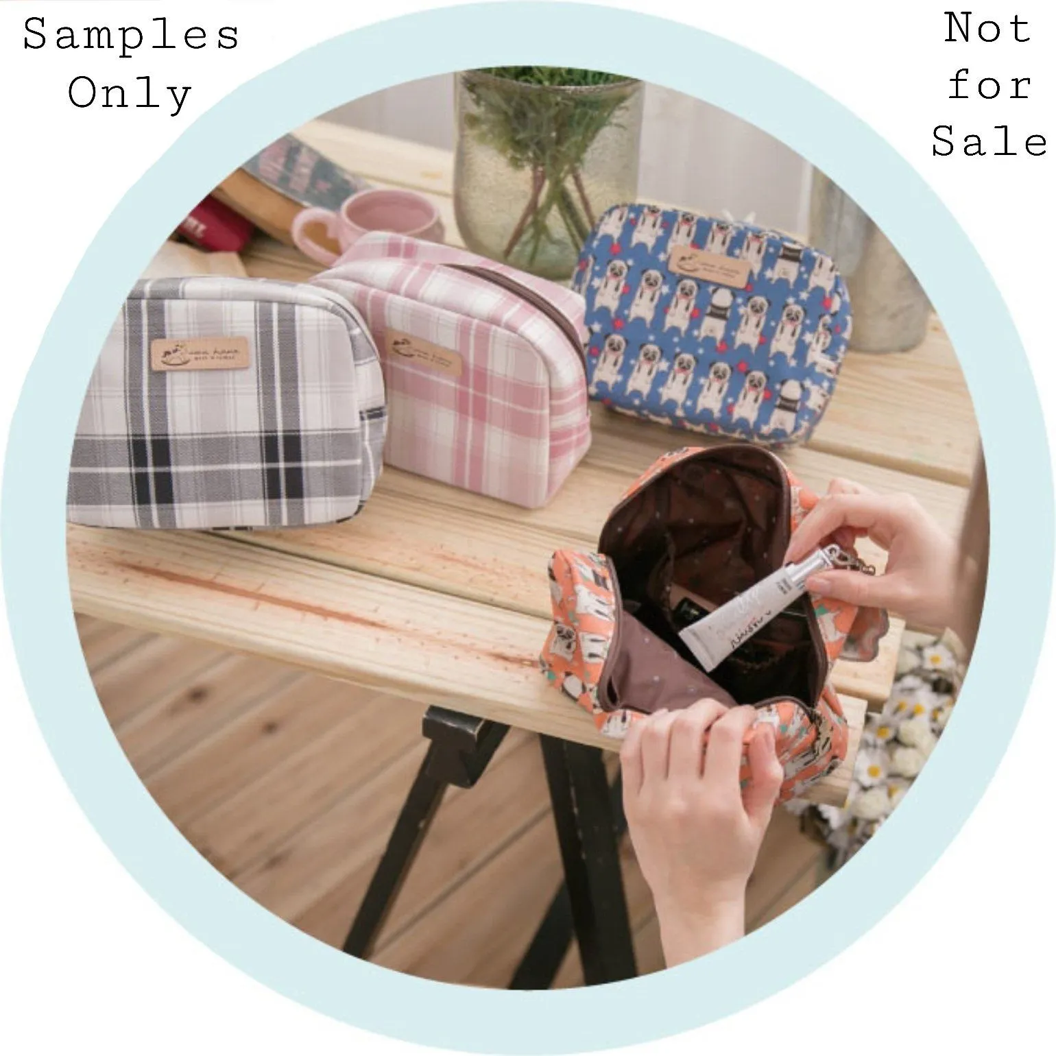 Blue Floral Bloom Cube Cosmetic Bag