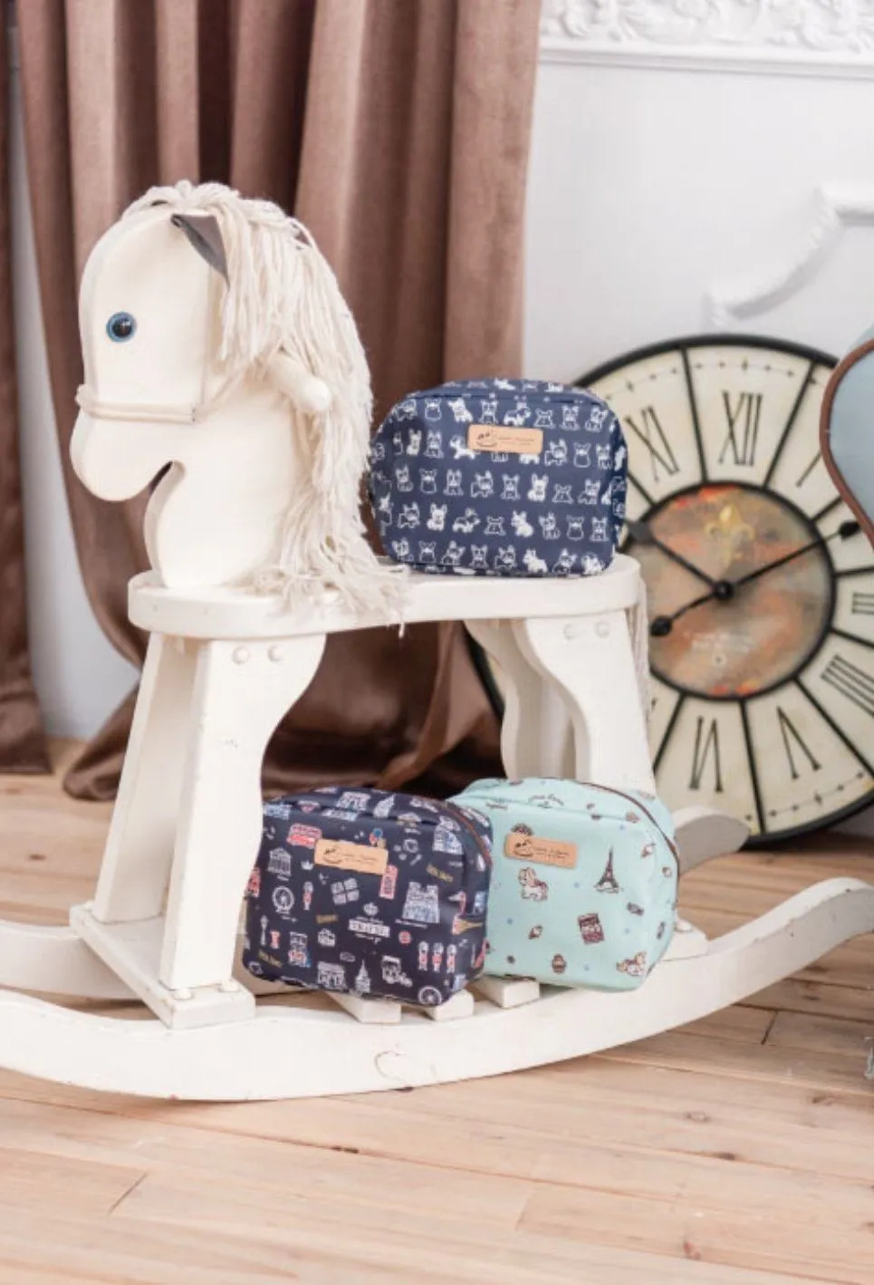Blue Floral Bloom Cube Cosmetic Bag