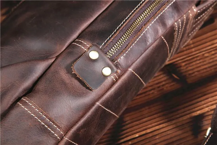 Brown Leather Chest Bag Mens Sling Bag Travel Leather Crossbody Backpacks Cool Crossbody Sling Bag