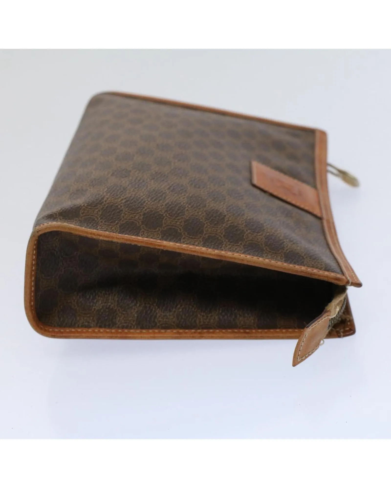 Canvas Clutch Bag with Macadam Print in Red and Brown