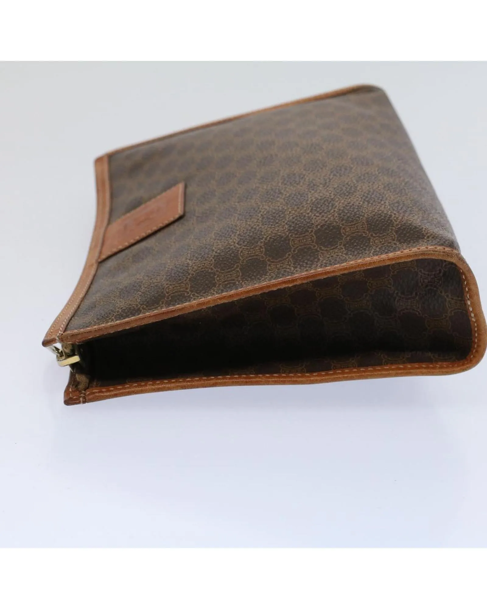 Canvas Clutch Bag with Macadam Print in Red and Brown