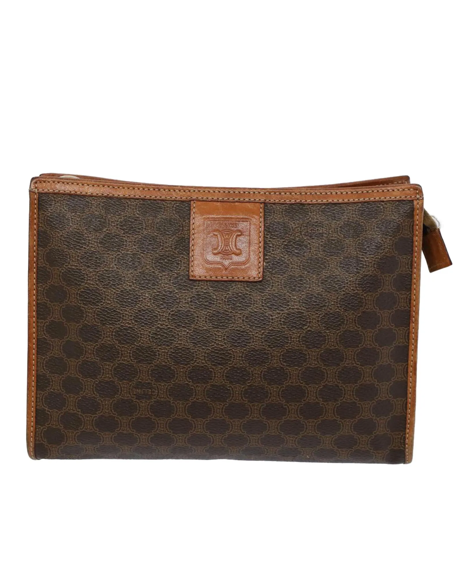 Canvas Clutch Bag with Macadam Print in Red and Brown