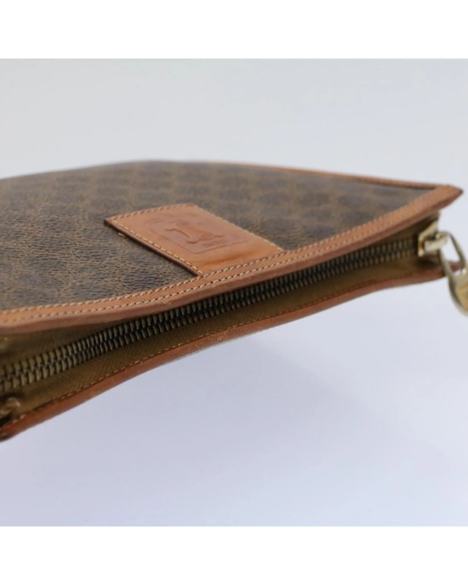 Canvas Clutch Bag with Macadam Print in Red and Brown