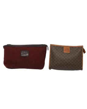 Canvas Clutch Bag with Macadam Print in Red and Brown