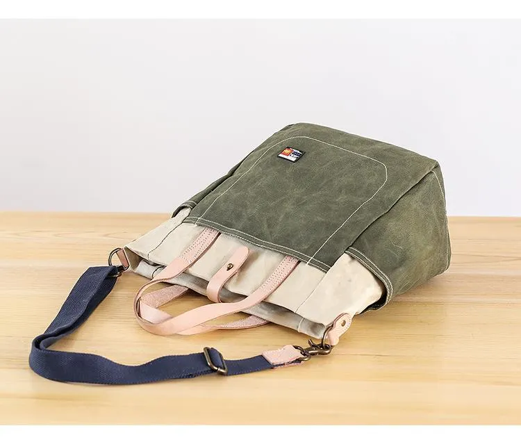 Canvas Leather Mens Womens 13" Waterproof Tote Bag Handbag Tote Bag Shoulder Bag Tote Purse For Men