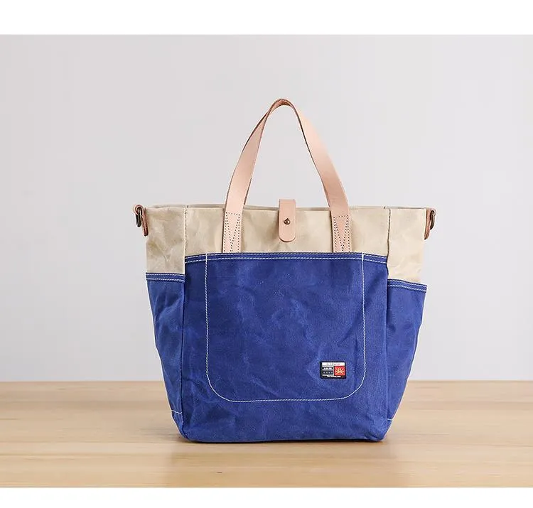 Canvas Leather Mens Womens 13" Waterproof Tote Bag Handbag Tote Bag Shoulder Bag Tote Purse For Men