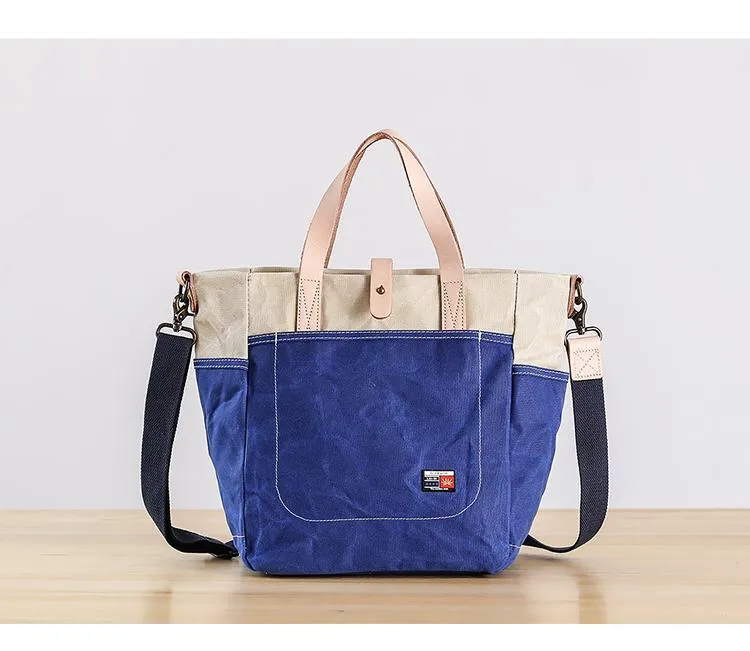 Canvas Leather Mens Womens 13" Waterproof Tote Bag Handbag Tote Bag Shoulder Bag Tote Purse For Men