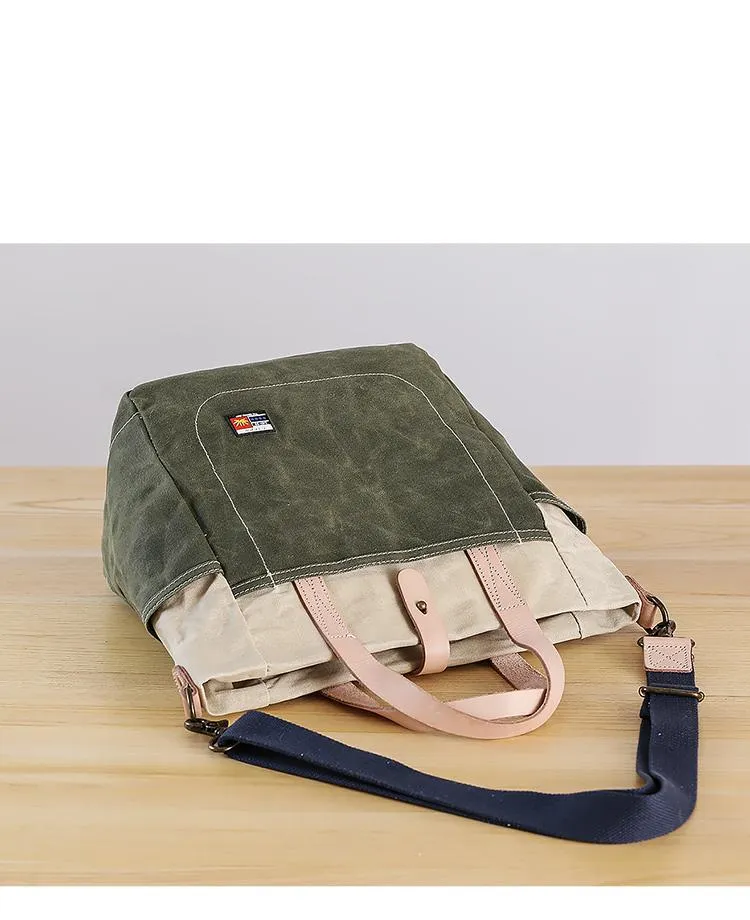 Canvas Leather Mens Womens 13" Waterproof Tote Bag Handbag Tote Bag Shoulder Bag Tote Purse For Men