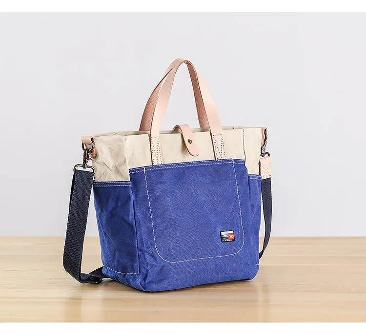 Canvas Leather Mens Womens 13" Waterproof Tote Bag Handbag Tote Bag Shoulder Bag Tote Purse For Men