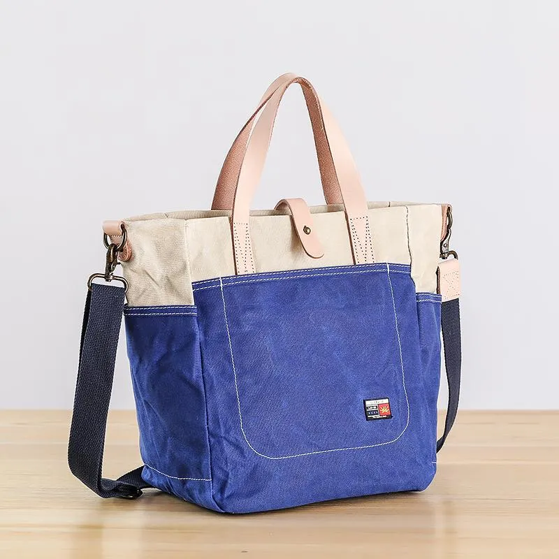 Canvas Leather Mens Womens 13" Waterproof Tote Bag Handbag Tote Bag Shoulder Bag Tote Purse For Men