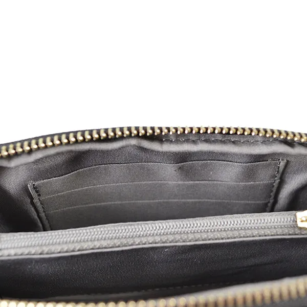 CARMICHAEL - Ladies Black Leather Cowhide Wristlet Wallet Purse