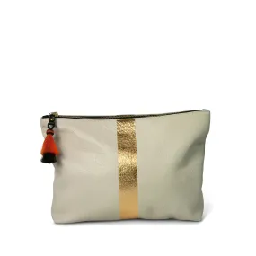 Chalk/gold Medium Tassel Pouch