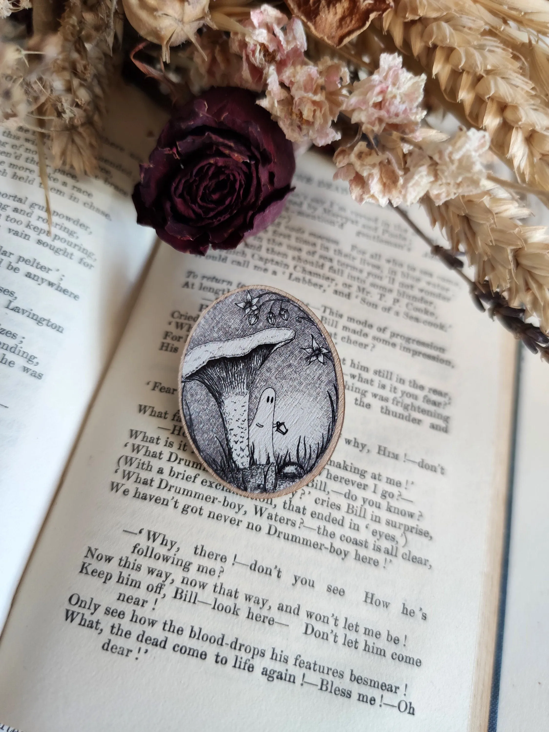 Chanterelle Spook Wooden Pin