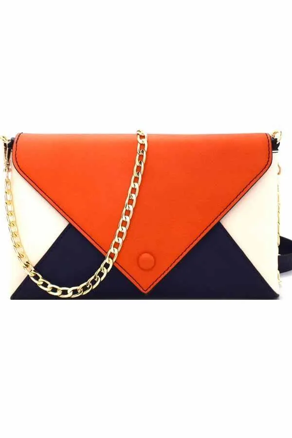 Color Block Envelope Clutch Shoulder Bag