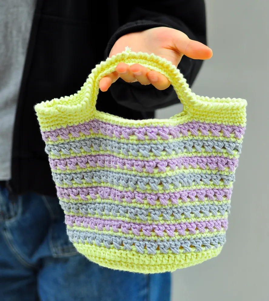 Crossed Long Double Crochet Bag Stitch Tutorial