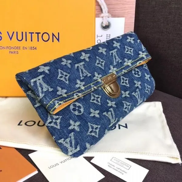 Denim Clutch Bag M44472 Blue