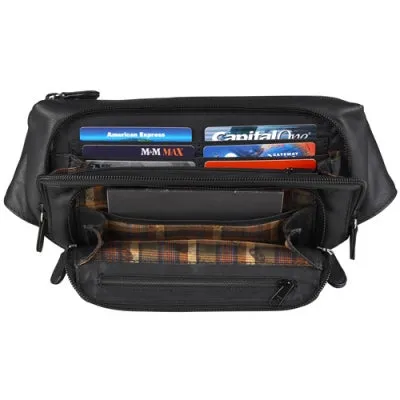 Derek Alexander Leather Waist Pack 3 Zip Organizer