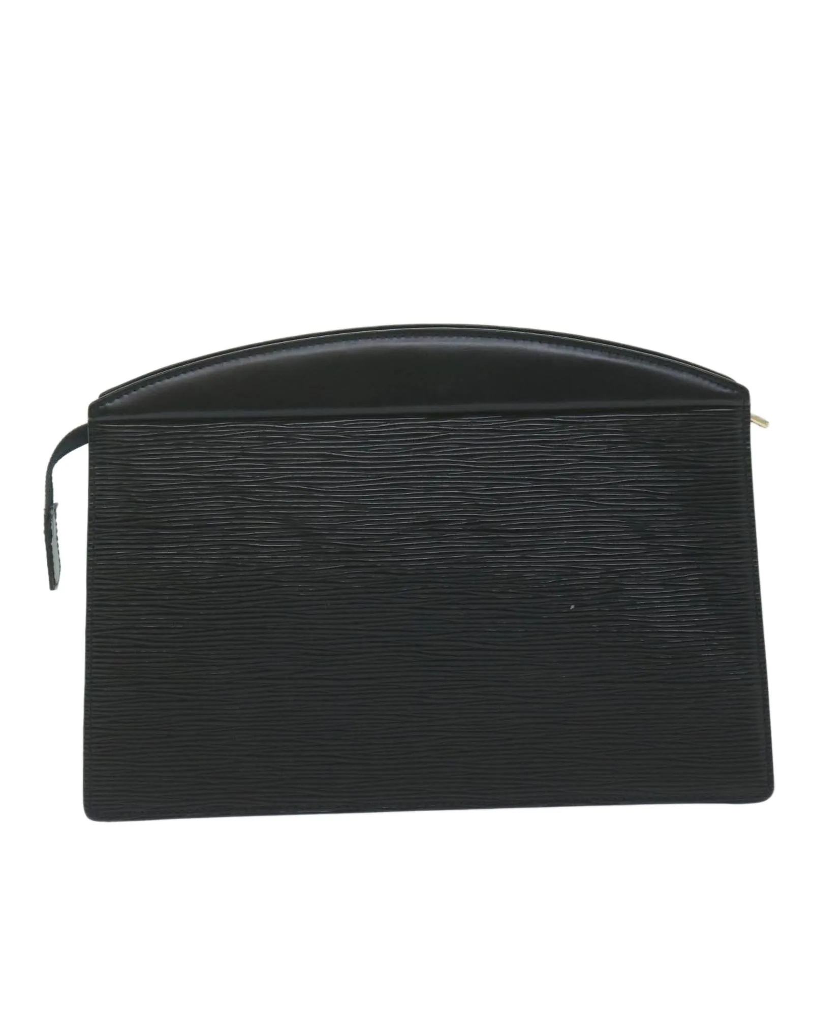Epi Leather Clutch Bag with Metal Fittings and Interior Pockets