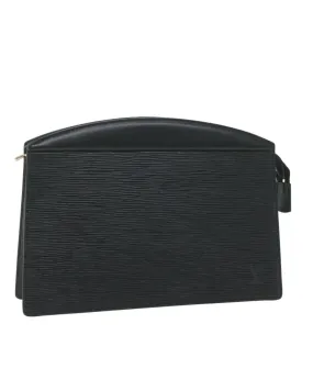 Epi Leather Clutch Bag with Metal Fittings and Interior Pockets