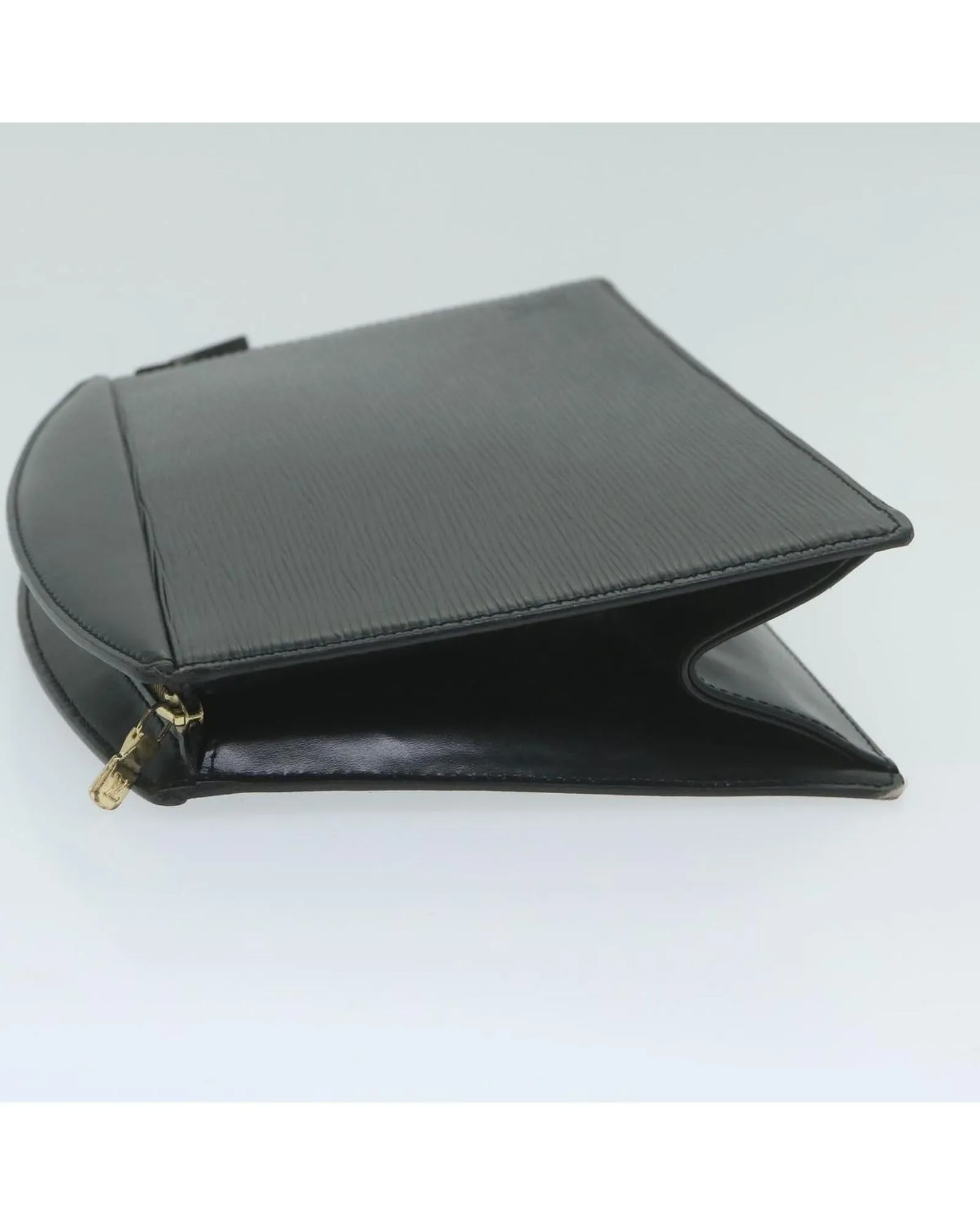 Epi Leather Clutch Bag with Metal Fittings and Interior Pockets