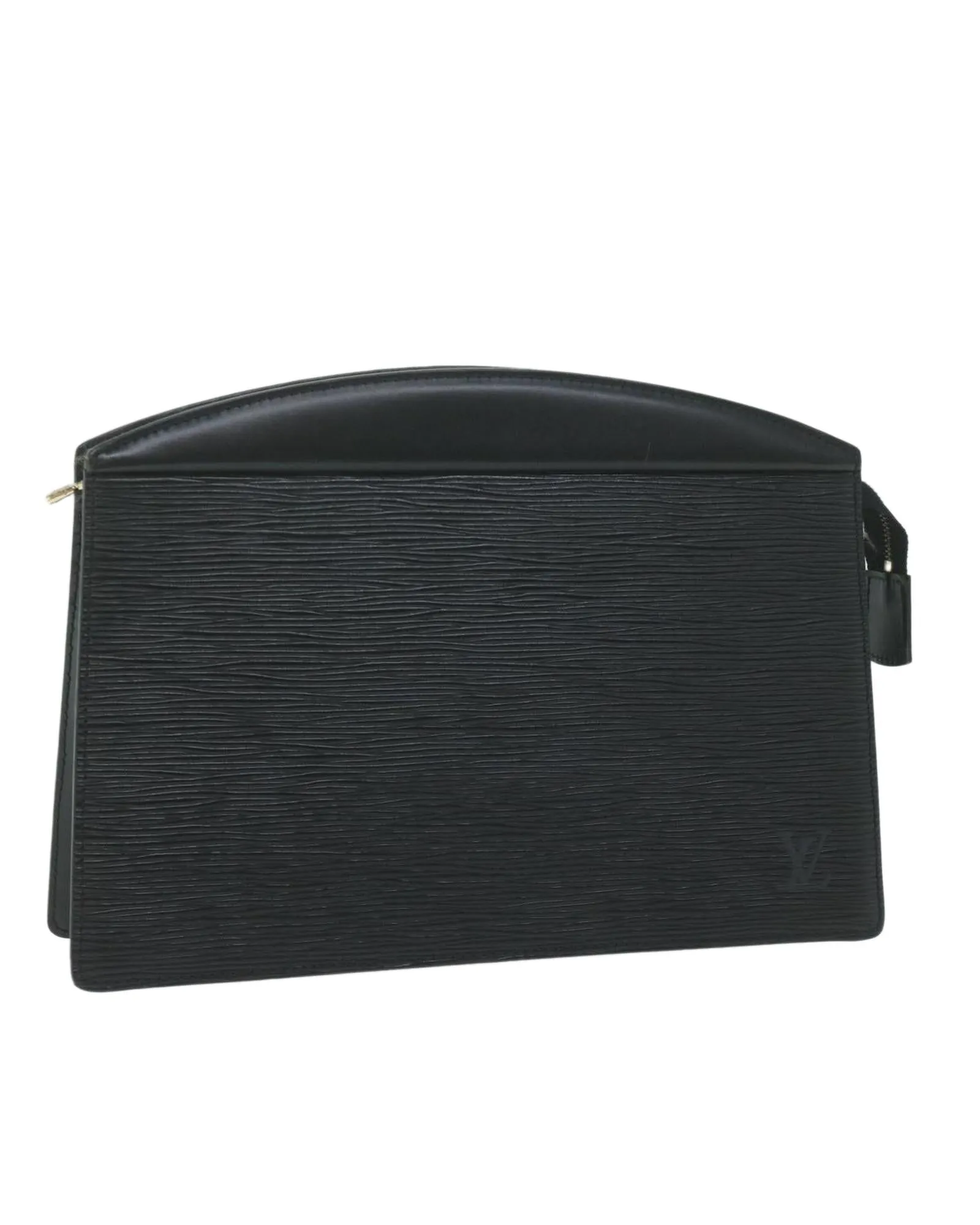 Epi Leather Clutch Bag with Metal Fittings and Interior Pockets
